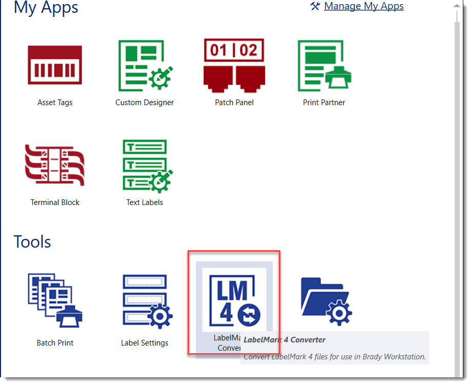 Launch the LabelMark 4 file conversion app