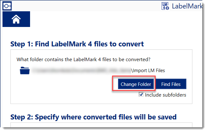 Select LabelMark 4 file location folder