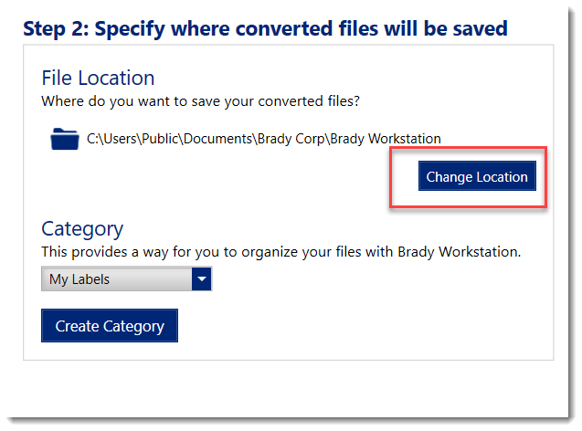 Choose destination folder for LabelMark 4 files