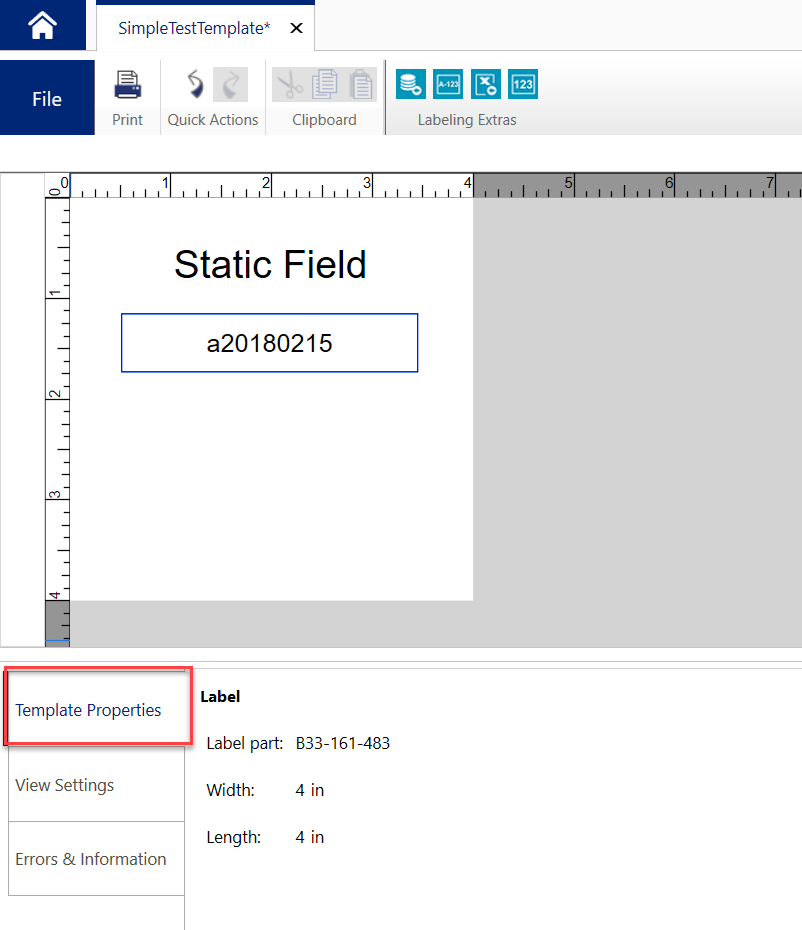 Click the Template Properties tab in Print Partner