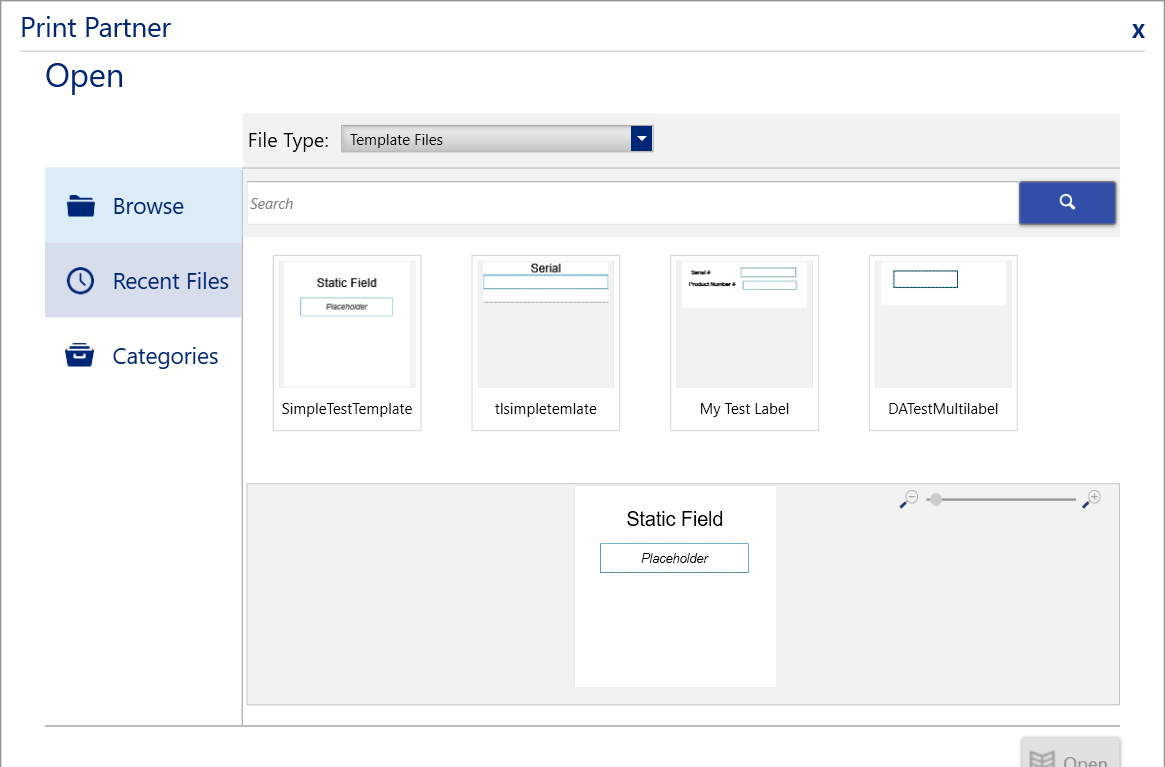 Choose a new template to use in Print Partner