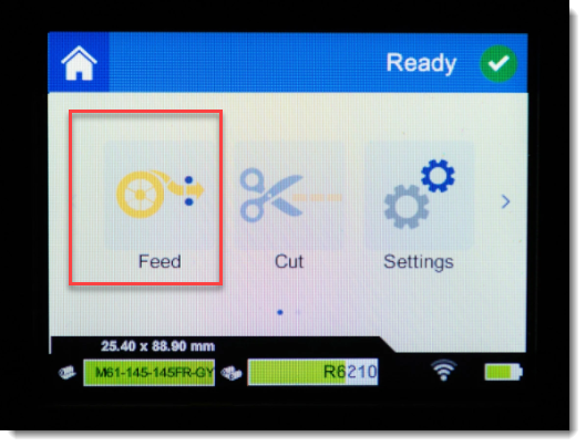 Press the feed icon on the M611 touch display