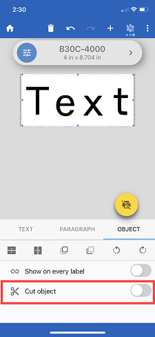 Cut object