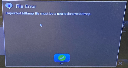 Imported bitmap file must be monochrome