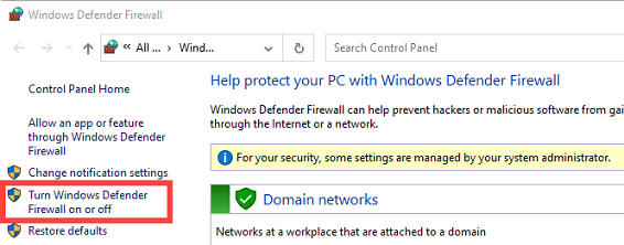 Turn on Windows Defender