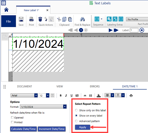 Select repeat pattern