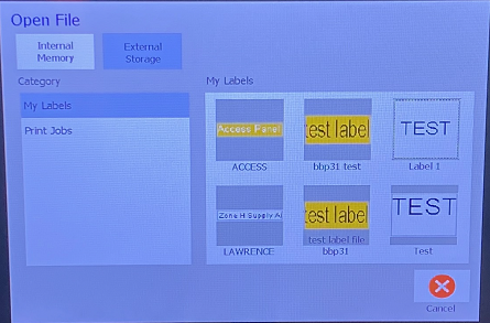 Select label file to open