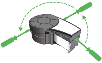 Cartridge pried apart with the screwdriver