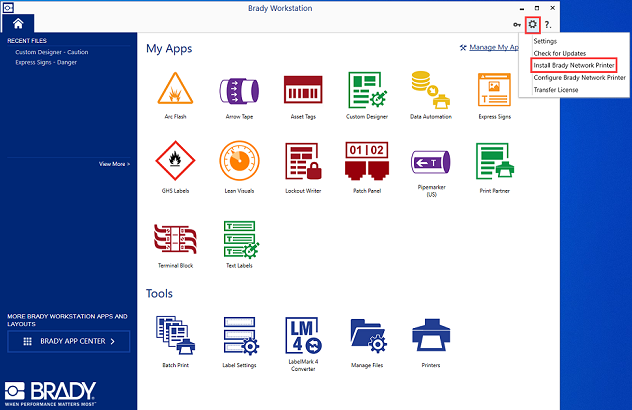 1 Settings Install Brady Network Printer.png