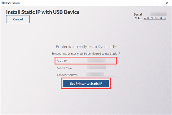 Install Static IP with USB Device