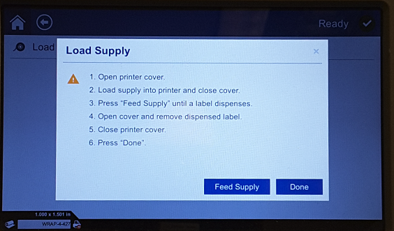 Load Supply message when loading labels