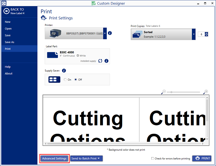 Advanced Settings in Print