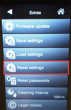 Reset Settings