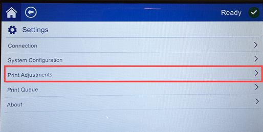 Print Adjustments under settings