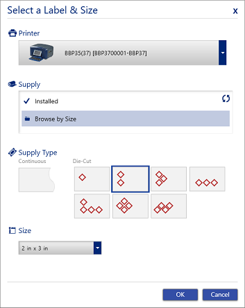 Select a Label and Size