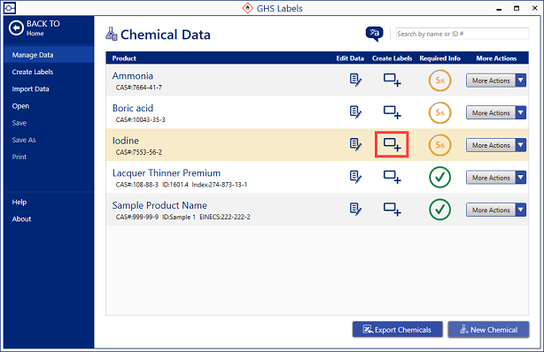 Create Label for product