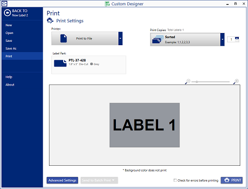 Print label view
