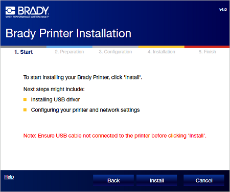 Brady printer installation