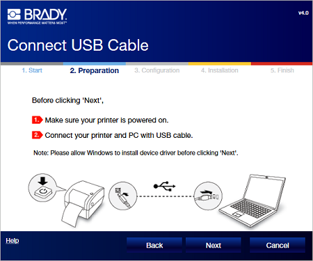 Connect USB cable