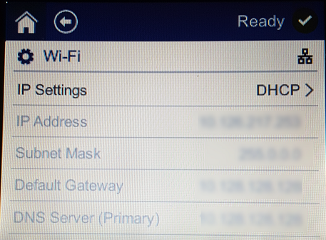 Wi-fi settings and ip