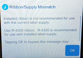 Ribbon supply mismatch