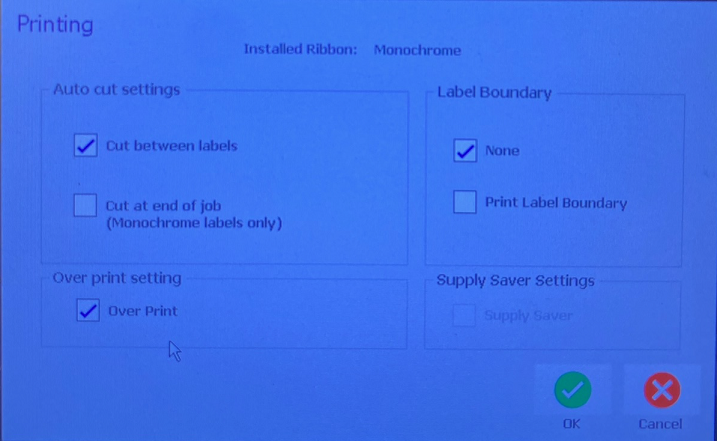 Printing settings