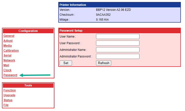 BBP12 Print Server Password