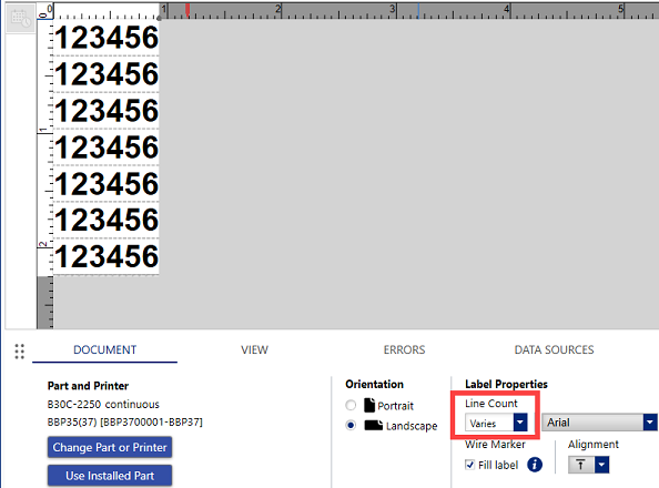 Varies line count under Label Properties