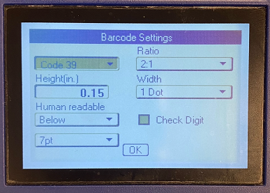 Barcode Settings