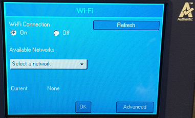 Wi-Fi menu On