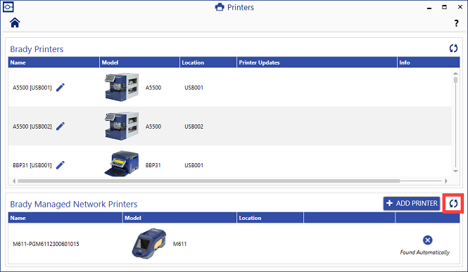 Refresh network printers