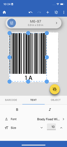 Text details for barcode