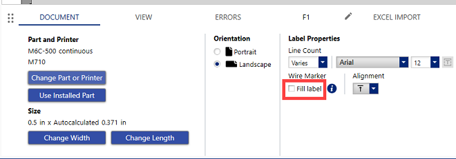 Fill Label_document only