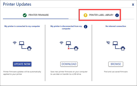 Printer label library updates