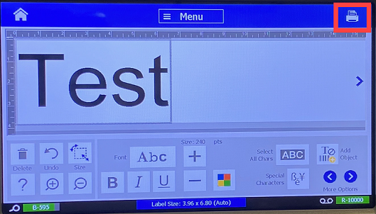 Printer icon top right of printer lcd
