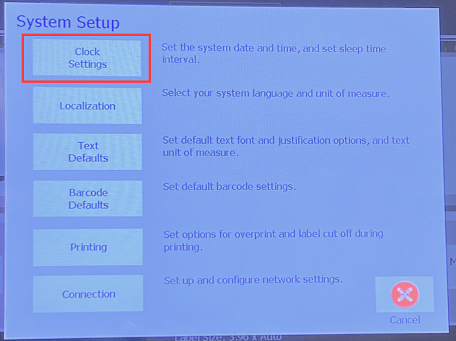 System setup_clock settings