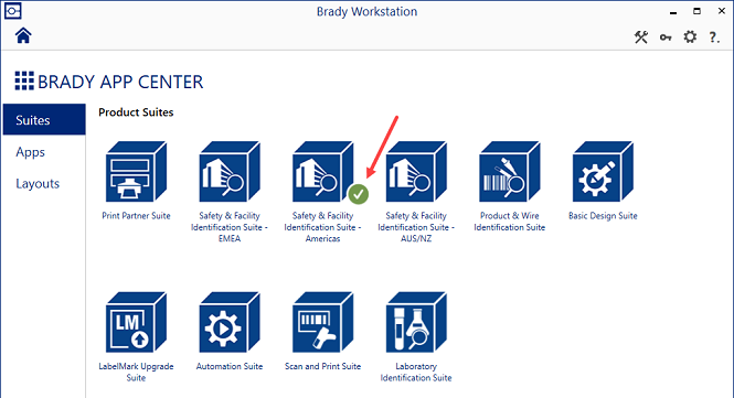 Green checkmark next to the suite or app is installed