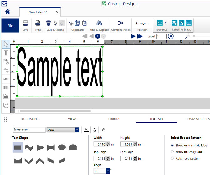 Text Art properties