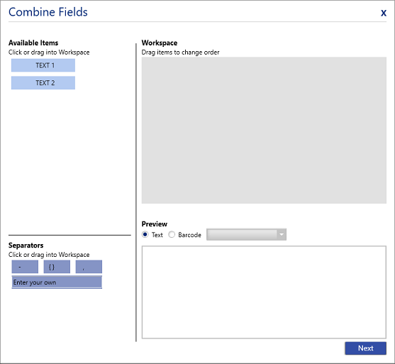 Combine fields page