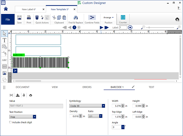 adjust barcode