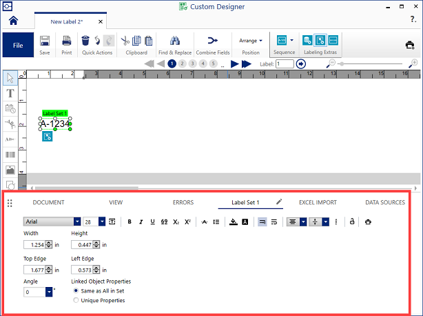 Excel import text properties