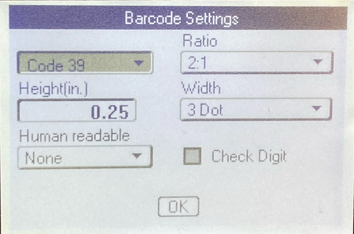 Barcode Settings