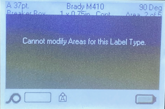 Cannot modify areas for label type