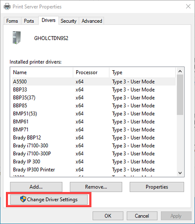 Change Driver Settings