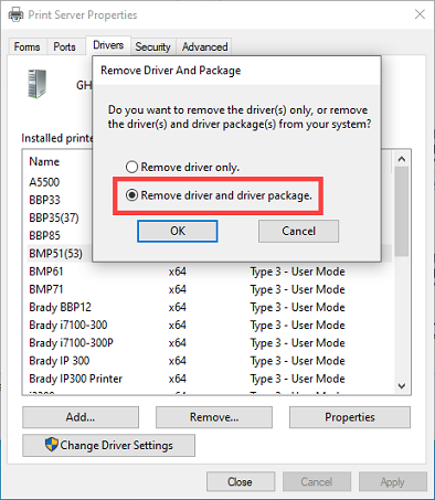 Remove Driver and Driver Package