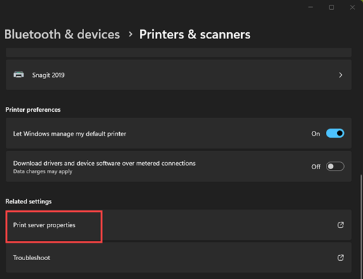 Print Server Properties