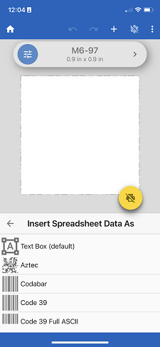 Text or barcode for imported data