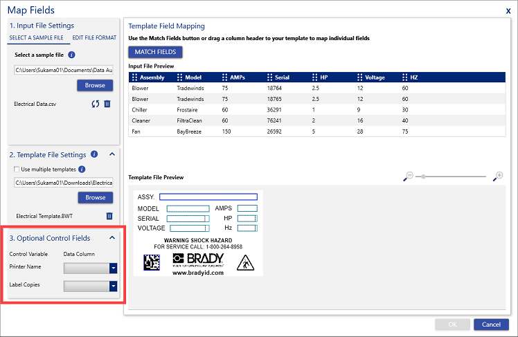 Optional control field