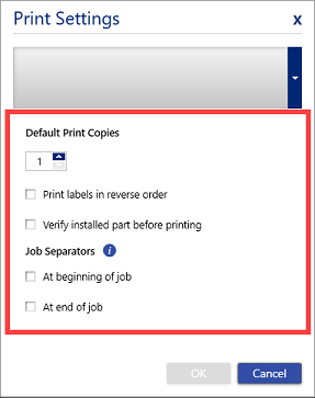 Default print copies and job separators