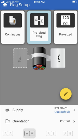 Label type options and image of wires with flag tape and text